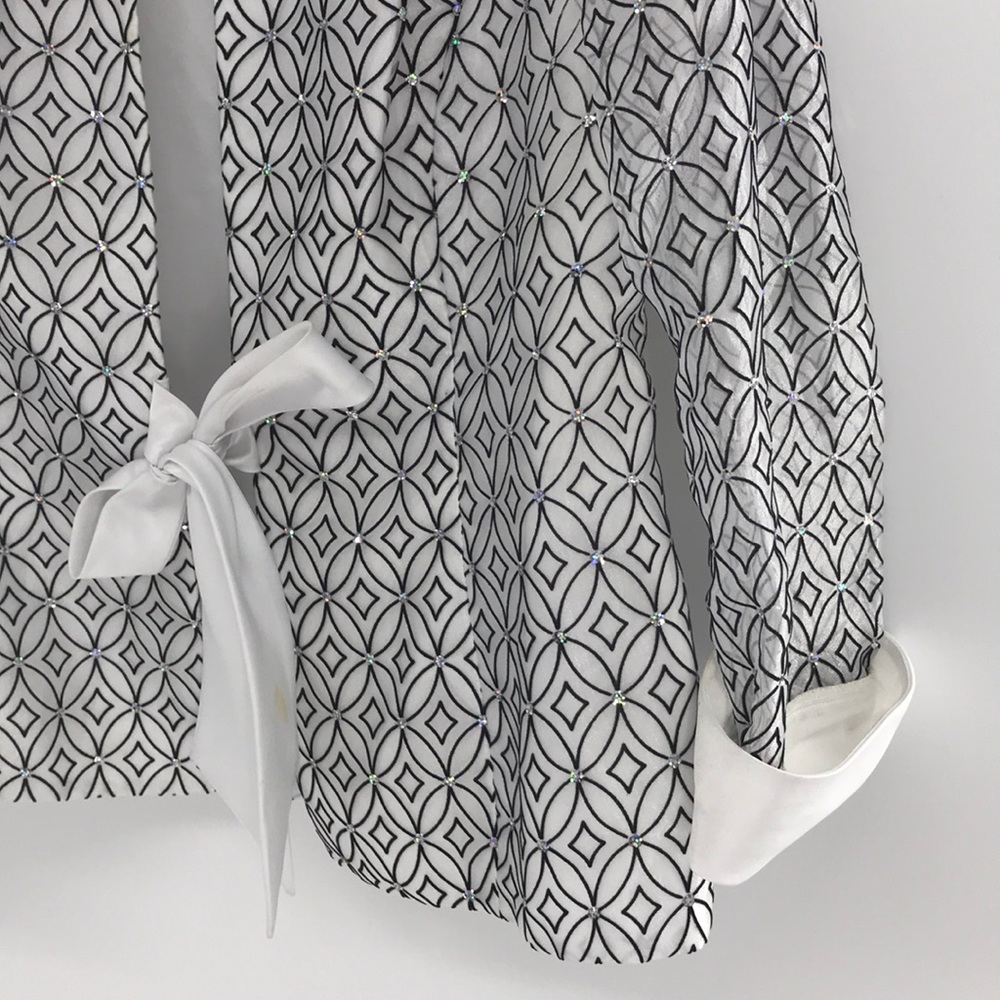 R&M Black/White Sequence Diamond Sheer Blazer Sz12 - Picture 4 of 12